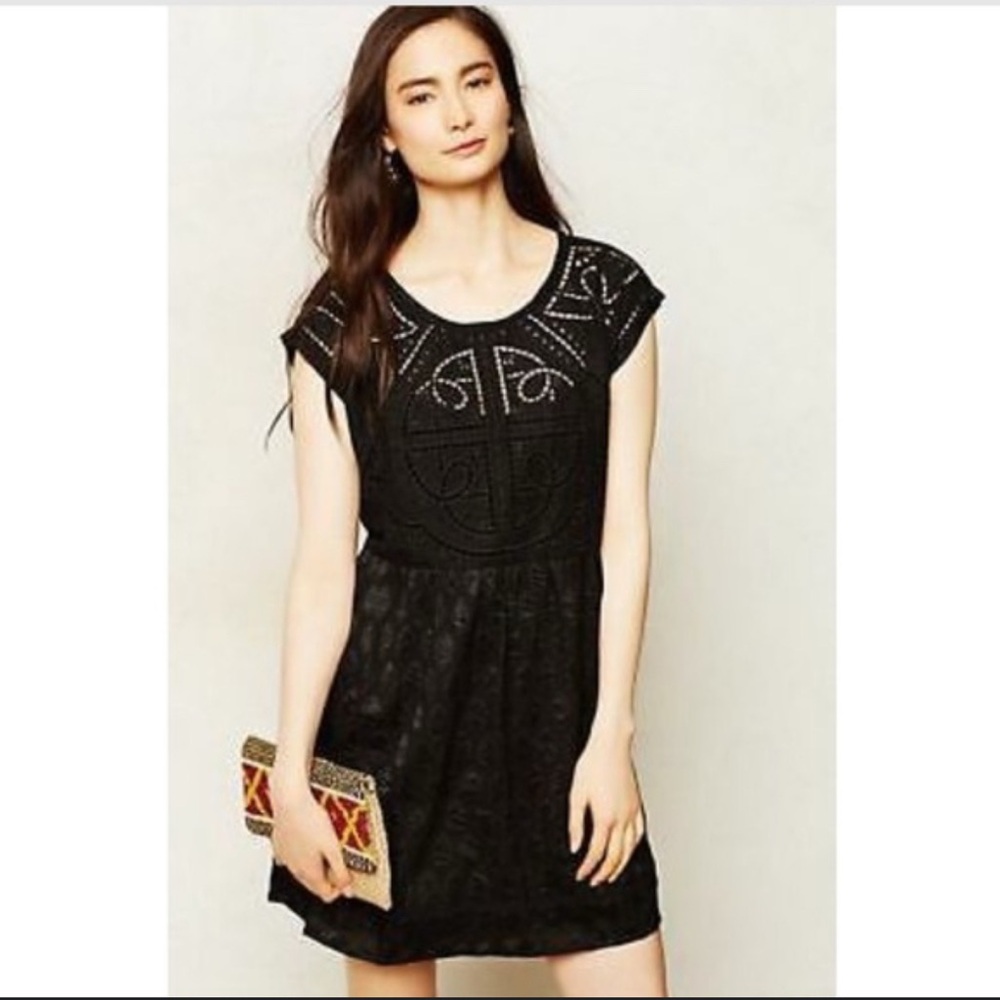 Anthropologie Vanessa Virginia Black Mini Dress